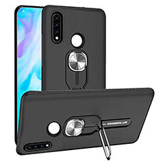 Custodia Silicone e Plastica Opaca Cover con Magnetico Anello Supporto R04 per Huawei P30 Lite New Edition Nero