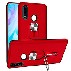 Custodia Silicone e Plastica Opaca Cover con Magnetico Anello Supporto R04 per Huawei P30 Lite New Edition Rosso