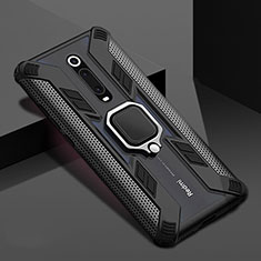 Custodia Silicone e Plastica Opaca Cover con Magnetico Anello Supporto R05 per Xiaomi Mi 9T Pro Nero