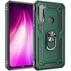 Custodia Silicone e Plastica Opaca Cover con Magnetico Anello Supporto R05 per Xiaomi Redmi Note 8T Verde