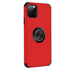 Custodia Silicone e Plastica Opaca Cover con Magnetico Anello Supporto R06 per Apple iPhone 11 Pro Max Rosso