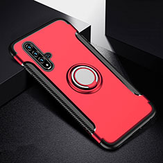 Custodia Silicone e Plastica Opaca Cover con Magnetico Anello Supporto R06 per Huawei Nova 5 Rosso