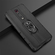 Custodia Silicone e Plastica Opaca Cover con Magnetico Anello Supporto R07 per Xiaomi Mi 9T Nero