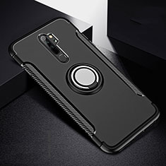 Custodia Silicone e Plastica Opaca Cover con Magnetico Anello Supporto R08 per Xiaomi Redmi Note 8 Pro Nero