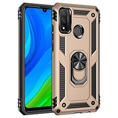 Custodia Silicone e Plastica Opaca Cover con Magnetico Anello Supporto S01 per Huawei P Smart (2020) Oro