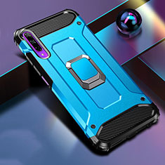 Custodia Silicone e Plastica Opaca Cover con Magnetico Anello Supporto S01 per Huawei P Smart Pro (2019) Cielo Blu