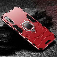 Custodia Silicone e Plastica Opaca Cover con Magnetico Anello Supporto S01 per Huawei P Smart Z (2019) Rosso