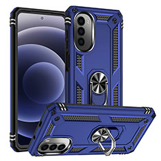 Custodia Silicone e Plastica Opaca Cover con Magnetico Anello Supporto S01 per Motorola Moto Edge (2022) 5G Blu