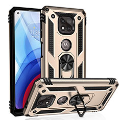 Custodia Silicone e Plastica Opaca Cover con Magnetico Anello Supporto S01 per Motorola Moto G Power (2021) Oro