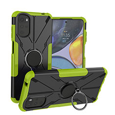 Custodia Silicone e Plastica Opaca Cover con Magnetico Anello Supporto S01 per Motorola Moto G22 Verde