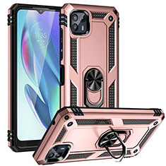 Custodia Silicone e Plastica Opaca Cover con Magnetico Anello Supporto S01 per Motorola Moto G50 5G Oro Rosa