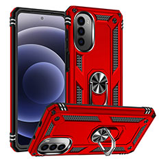 Custodia Silicone e Plastica Opaca Cover con Magnetico Anello Supporto S01 per Motorola MOTO G52 Rosso