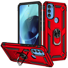 Custodia Silicone e Plastica Opaca Cover con Magnetico Anello Supporto S01 per Motorola Moto G71 5G Rosso