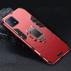 Custodia Silicone e Plastica Opaca Cover con Magnetico Anello Supporto S01 per Oppo A72 5G Rosso