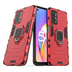 Custodia Silicone e Plastica Opaca Cover con Magnetico Anello Supporto S01 per Oppo A93 5G Rosso