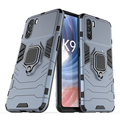 Custodia Silicone e Plastica Opaca Cover con Magnetico Anello Supporto S01 per Oppo K9 Pro 5G Blu