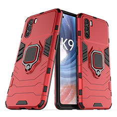 Custodia Silicone e Plastica Opaca Cover con Magnetico Anello Supporto S01 per Oppo K9 Pro 5G Rosso