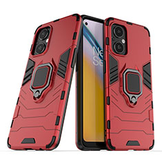 Custodia Silicone e Plastica Opaca Cover con Magnetico Anello Supporto S01 per Oppo Reno8 Z 5G Rosso