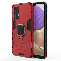 Custodia Silicone e Plastica Opaca Cover con Magnetico Anello Supporto S01 per Samsung Galaxy A32 5G Rosso