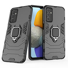 Custodia Silicone e Plastica Opaca Cover con Magnetico Anello Supporto S01 per Samsung Galaxy M23 5G Nero