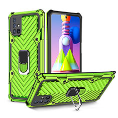 Custodia Silicone e Plastica Opaca Cover con Magnetico Anello Supporto S01 per Samsung Galaxy M51 Verde Pastello