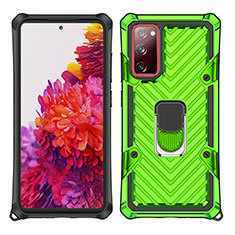 Custodia Silicone e Plastica Opaca Cover con Magnetico Anello Supporto S01 per Samsung Galaxy S20 FE 2022 5G Verde Pastello