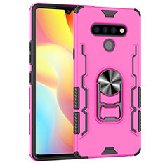 Custodia Silicone e Plastica Opaca Cover con Magnetico Anello Supporto S02 per LG Stylo 6 Rosa