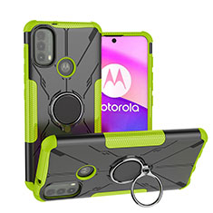 Custodia Silicone e Plastica Opaca Cover con Magnetico Anello Supporto S02 per Motorola Moto E20 Verde