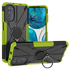 Custodia Silicone e Plastica Opaca Cover con Magnetico Anello Supporto S02 per Motorola Moto Edge (2022) 5G Verde