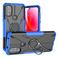 Custodia Silicone e Plastica Opaca Cover con Magnetico Anello Supporto S02 per Motorola Moto G Play (2023) Blu