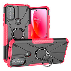 Custodia Silicone e Plastica Opaca Cover con Magnetico Anello Supporto S02 per Motorola Moto G Play (2023) Rosa Caldo