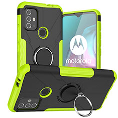 Custodia Silicone e Plastica Opaca Cover con Magnetico Anello Supporto S02 per Motorola Moto G10 Verde