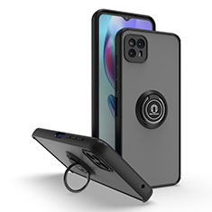 Custodia Silicone e Plastica Opaca Cover con Magnetico Anello Supporto S02 per Motorola Moto G50 5G Nero