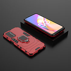 Custodia Silicone e Plastica Opaca Cover con Magnetico Anello Supporto S02 per Oppo A54 5G Rosso