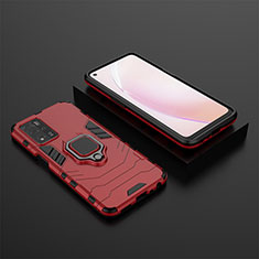 Custodia Silicone e Plastica Opaca Cover con Magnetico Anello Supporto S02 per Oppo A93s 5G Rosso