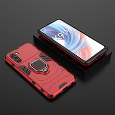 Custodia Silicone e Plastica Opaca Cover con Magnetico Anello Supporto S02 per Oppo K9 Pro 5G Rosso