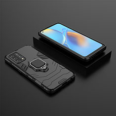 Custodia Silicone e Plastica Opaca Cover con Magnetico Anello Supporto S02 per Oppo Reno6 Lite Nero