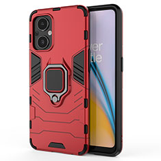 Custodia Silicone e Plastica Opaca Cover con Magnetico Anello Supporto S02 per Oppo Reno7 Lite 5G Rosso