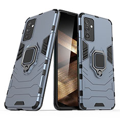 Custodia Silicone e Plastica Opaca Cover con Magnetico Anello Supporto S02 per Samsung Galaxy A15 4G Blu