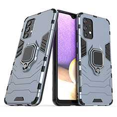 Custodia Silicone e Plastica Opaca Cover con Magnetico Anello Supporto S02 per Samsung Galaxy A32 5G Blu