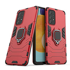Custodia Silicone e Plastica Opaca Cover con Magnetico Anello Supporto S02 per Samsung Galaxy A73 5G Rosso