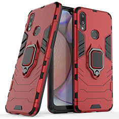 Custodia Silicone e Plastica Opaca Cover con Magnetico Anello Supporto S02 per Samsung Galaxy M01s Rosso