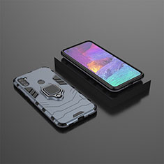 Custodia Silicone e Plastica Opaca Cover con Magnetico Anello Supporto S02 per Samsung Galaxy M11 Blu