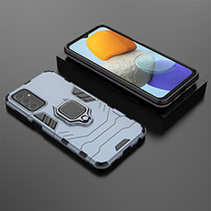 Custodia Silicone e Plastica Opaca Cover con Magnetico Anello Supporto S02 per Samsung Galaxy M23 5G Blu