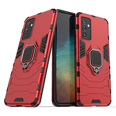 Custodia Silicone e Plastica Opaca Cover con Magnetico Anello Supporto S02 per Samsung Galaxy M54 5G Rosso