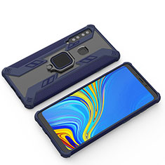 Custodia Silicone e Plastica Opaca Cover con Magnetico Anello Supporto S03 per Samsung Galaxy A9 Star Pro Blu