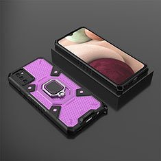 Custodia Silicone e Plastica Opaca Cover con Magnetico Anello Supporto S03 per Samsung Galaxy M02s Viola