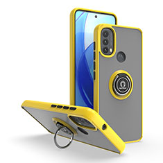 Custodia Silicone e Plastica Opaca Cover con Magnetico Anello Supporto S04 per Motorola Moto E20 Giallo