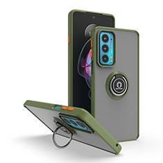 Custodia Silicone e Plastica Opaca Cover con Magnetico Anello Supporto S04 per Motorola Moto Edge Lite 5G Verde