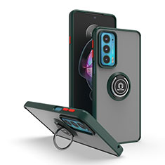 Custodia Silicone e Plastica Opaca Cover con Magnetico Anello Supporto S04 per Motorola Moto Edge Lite 5G Verde Notte